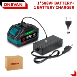 ZESTAW AKUMULAROR I ŁADOWARKA ONEVAN 928VF 29900mAh Bateria Litowa 588VF 22900mAh Wskaźnik Pojemności Makita 18V 21V