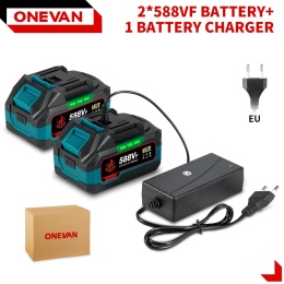 ZESTAW 2 AKUMULARORY I ŁADOWARKA ONEVAN 928VF 29900mAh Bateria Litowa 588VF 22900mAh Wskaźnik Pojemności Makita 18V 21V