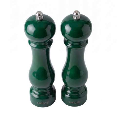 ZESTAW RĘCZNYCH MŁYNKÓW DO PIEPRZU I SOLI 22cm HAGE GREEN