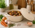 EMALIOWANY GARNEK ŻELIWNY 28cm 5,9L KREMOWY 7766