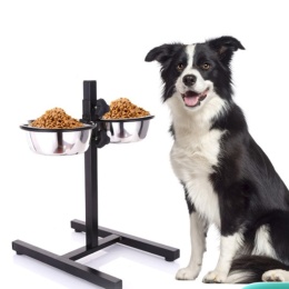 Miska dla psa, podwójna Dog Deluxe z regulowaną wysokością, czarny