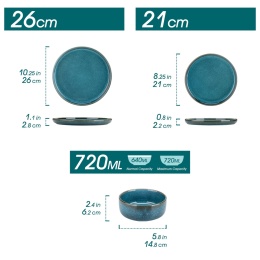 vancasso 18/36-częściowy niebieski zestaw talerzy ceramicznych Reaktywna glazura 6/12 szt. Talerz obiadowy / Deser / Miska