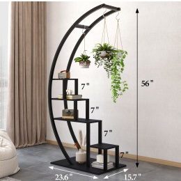 Stojak na kwiaty, 5-poziomowy, metalowa solidna konstrukcja, wysokość 142cm, kolor czarny.