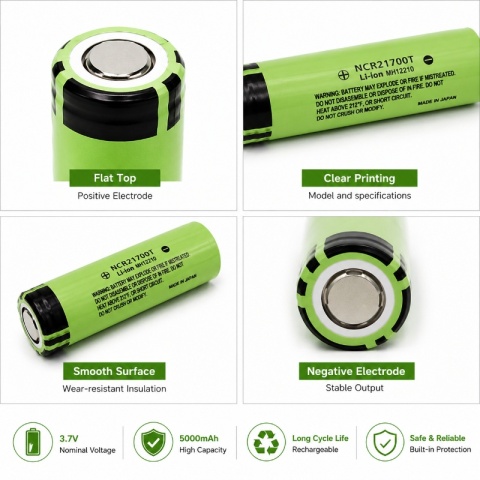 Akumulator litowo-jonowy 10szt. 21700 3.7V 5000mAh 40A, o wysokim prądzie rozładowania,do urządzeń przenośnych.