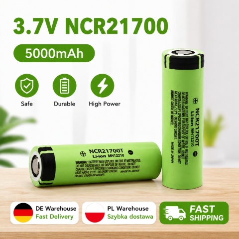 Akumulator litowo-jonowy 10szt. 21700 3.7V 5000mAh 40A, o wysokim prądzie rozładowania,do urządzeń przenośnych.