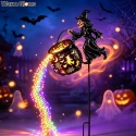 Lampa ogrodowa w kształcie czarownicy na Halloween, dekoracja ogrodowa w stylu wodospadu z magicznym czarowniczym czarującym czarującym kotłem, dekoracje świetlne na zewnątrz.