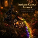 Lampa ogrodowa w kształcie czarownicy na Halloween, dekoracja ogrodowa w stylu wodospadu z magicznym czarowniczym czarującym czarującym kotłem, dekoracje świetlne na zewnątrz.