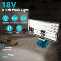 Lampa robocza LED 8 cali, bezprzewodowa latarka, lampa awaryjna, lampa powodziowa, oświetlenie zewnętrzne, kompatybilna z akumulatorem Makita 18V Li-ion (bez akumulatora)