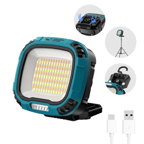 Lampa robocza Smiling Shark GZ-0892, lampa LED i przenośna lampa robocza z regulacją jasności, ładowalna, do zastosowań awaryjnych.
