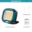 Lampa robocza Smiling Shark GZ-0892, lampa LED i przenośna lampa robocza z regulacją jasności, ładowalna, do zastosowań awaryjnych.