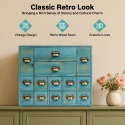 Szafka niebieska z 14 szufladkami w stylu VINTAGE DESIGN, nietuzinkowy organizer na biurku.