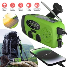 Radio które sam naładujesz bez prądu, larka LED, panel solarny, ręczne dynamo do naładowania PowerBank-u 2000 mAh.