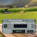 Radio wielofunkcyjne FM/MW/SW/VHF/WB, panel solarny i prądnica ręczna, głośny sygnał alarm, ster. telefonem. ZIELONY.