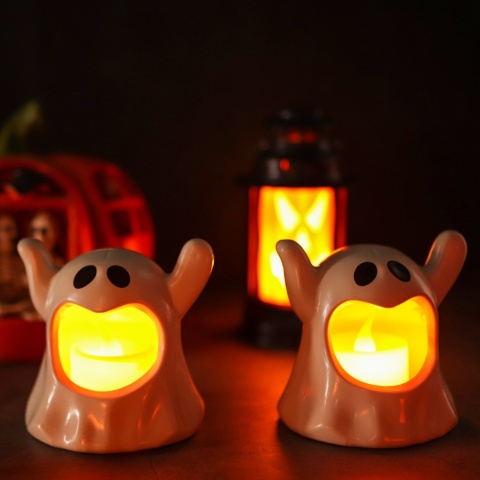 2024 Nowa lampa duchów na Halloween z bezpłomieniowymi świecami LED Dekoracyjna impreza z okazji Halloween Duchy Horror Atmosfera Rekwizyty Dekoracja