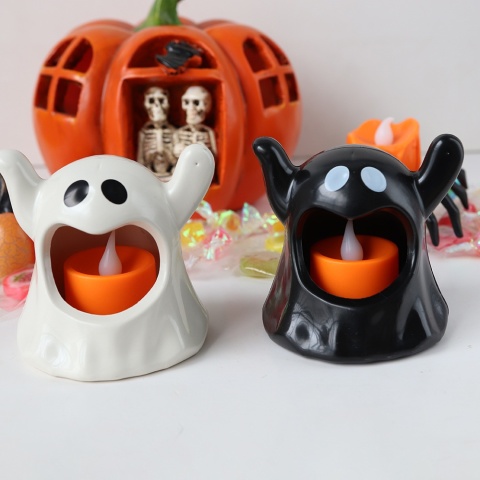 2024 Nowa lampa duchów na Halloween z bezpłomieniowymi świecami LED Dekoracyjna impreza z okazji Halloween Duchy Horror Atmosfera Rekwizyty Dekoracja