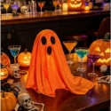 Dekoracja LED w kształcie ducha z kapeluszem wiedźmy, mistycznie świecąca rzeźba ducha, dekoracja na imprezę halloweenową do wnętrz.