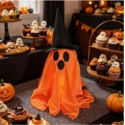 Dekoracja LED w kształcie ducha z kapeluszem wiedźmy, mistycznie świecąca rzeźba ducha, dekoracja na imprezę halloweenową do wnętrz.