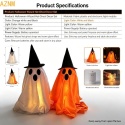 Dekoracja LED w kształcie ducha z kapeluszem wiedźmy, mistycznie świecąca rzeźba ducha, dekoracja na imprezę halloweenową do wnętrz.