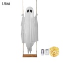 Duży wiszący duch o wysokości 4-6 stóp, dekoracja na Halloween w stylu horroru, biały duch z lampkami na sznurku, urocze ozdoby duchów na werandę i podwórko.