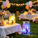 Kreatywny solarny łańcuch świetlny z 20 diodami LED w kształcie nakrętek do słoików typu Mason, wodoodporne lampki wróżki/powieki do dekoracji patio, ogrodu, wesela.
