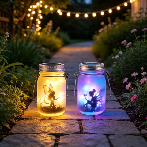 Kreatywny solarny łańcuch świetlny z 20 diodami LED w kształcie nakrętek do słoików typu Mason, wodoodporne lampki wróżki/powieki do dekoracji patio, ogrodu, wesela.