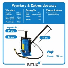 Podnośnik Słupkowy do 20T Hydrauliczno-Pneumatyczny Bituxx 17-51cm Mocny
