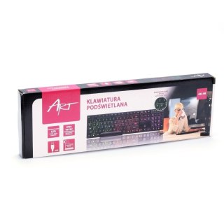 ART klawiatura przewodowa USB A QWERTY podświetlana AK-49 czarna