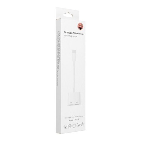 Adapter AUX 2w1 Typ C (męski) do Typ C (żeński) / Typ C (żeński) BOX czarny [DAC]