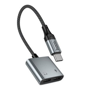 Adapter AUX USB C do 2x USB C max 10W Hoco UPA34A szary