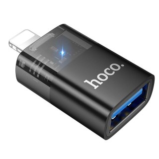 Adapter OTG Lightning do USB A Hoco UA36 czarny transparentny