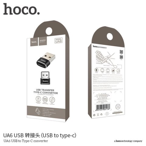 Adapter OTG USB A do USB C Hoco UA6 czarny