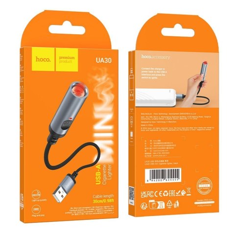 Adapter USB A do zapalniczka samochodowa Hoco 0,3 m UA30 czarny