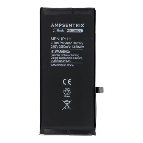 AmpSentrix Basic bateria do iPhone 11 (zwiększona pojemność 3550 mAh)