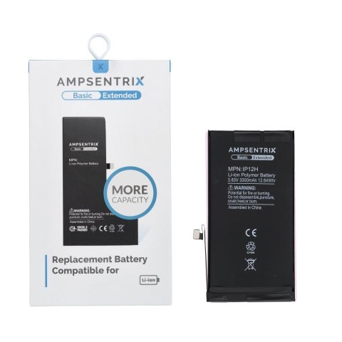 AmpSentrix Basic bateria do iPhone 12 / 12 Pro (zwiększona pojemność 3300 mAh)