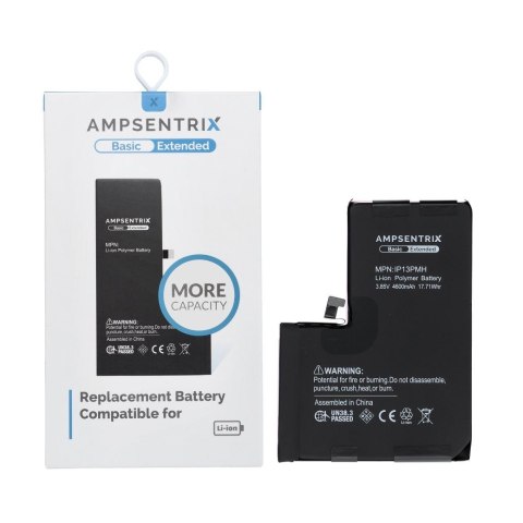 AmpSentrix Basic bateria do iPhone 13 Pro Max (zwiększona pojemność 4600 mAh)
