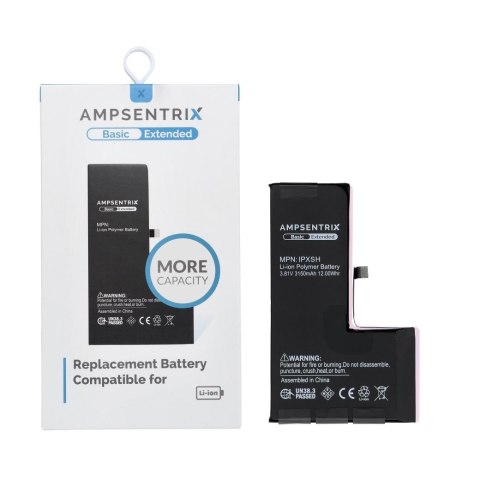 AmpSentrix Basic bateria do iPhone XS (zwiększona pojemność 3150 mAh)