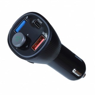 ART transmiter FM bluetooth 5.0 + USB A QC3.0 + Typ C (total 30W) FM-73 czarny