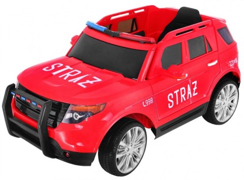 Auto SUV Straż Pożarna na akumulator dla dzieci + Syreny + Światła + Megafon + Pilot