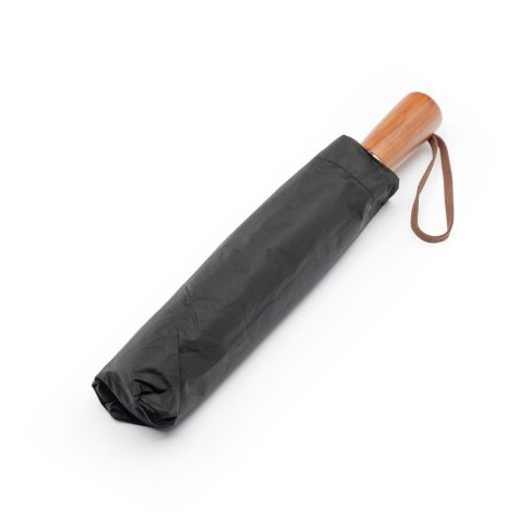 Automatyczny składany parasol z drewnianą rączką 10-ramienny XXL 115 cm czarny