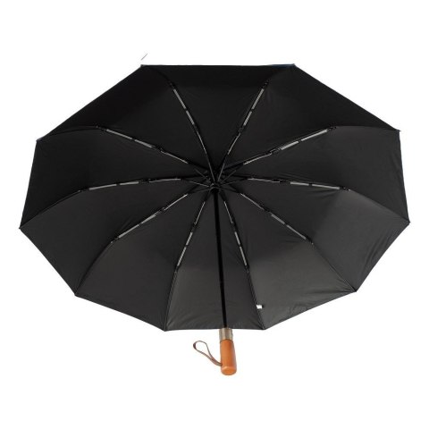 Automatyczny składany parasol z drewnianą rączką 10-ramienny XXL 115 cm czarny