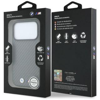 BMW futerał do IPHONE 18 Pro Max/17 Pro Max kompatybilny z MagSafe (Carbon Metal Logo) szary