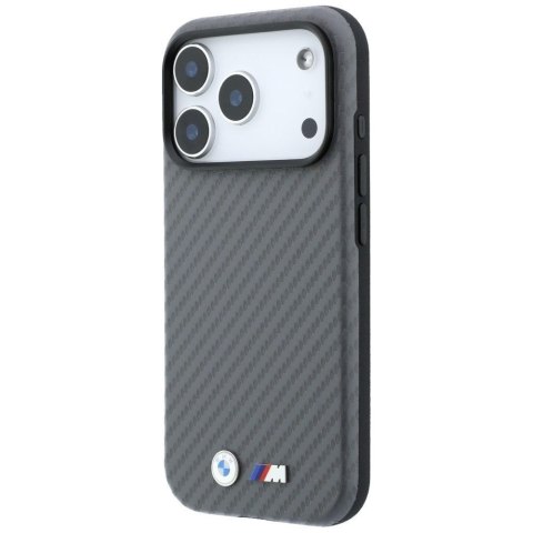 BMW futerał do IPHONE 18 Pro Max/17 Pro Max kompatybilny z MagSafe (Carbon Metal Logo) szary