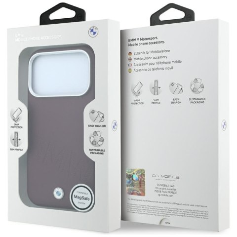 BMW futerał do IPHONE 18 Pro Max/17 Pro Max kompatybilny z MagSafe (Sign Inclined Deboss Letters) burgundowy