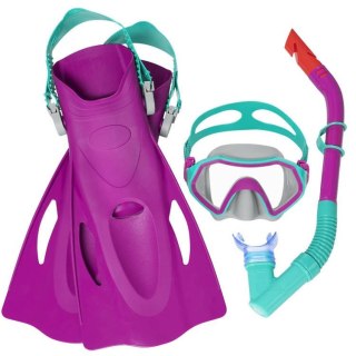 Bestway Zestaw do snorkelingu Maska z rurką i płetwami RÓŻOWY 7+ 25046