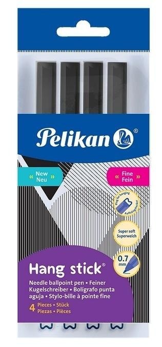 Długopis Hang Stick 0,7mm czarny 4szt PELIKAN
