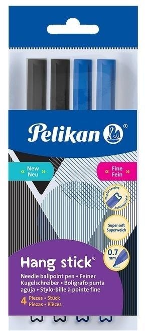 Długopis Hang Stick 0,7mm nieb.+czarny 4sztPELIKAN