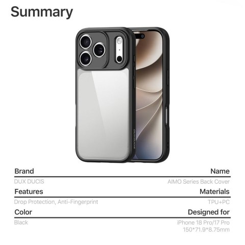 DUX DUCIS futerał AIMO do iPhone 18 Pro / 17 Pro czarny