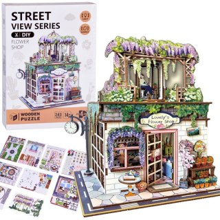 Drewniane PUZZLE 3D Seria budynek Kwiaciarnia 243 ele oświetlenie ZA6015