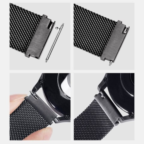 DUX DUCIS pasek MILANESE magnetyczny ze stali nierdzewnej 22 mm czarny