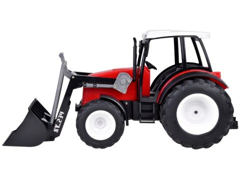 DUŻY TRAKTOR SPYCHACZ zabawka 2w1 - ruchome ramię i łyżka CZERWONY RC0666